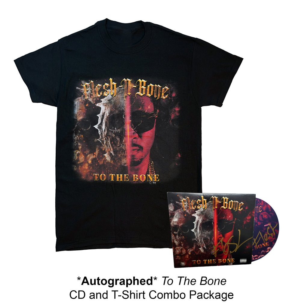 To The Bone Tee and Autographed To The Bone CD combo package deal