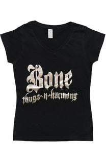 Women's Silver Foil V-Neck Tee