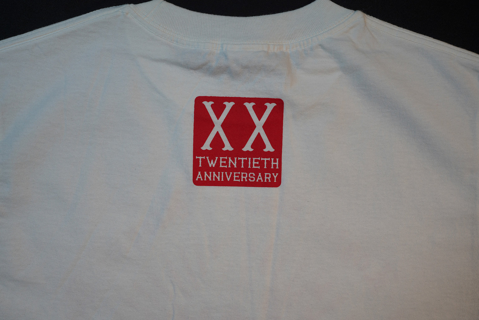 White 20th Anniversary red print tee