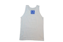 White 20th Anniversary Tank Top with Blue Print