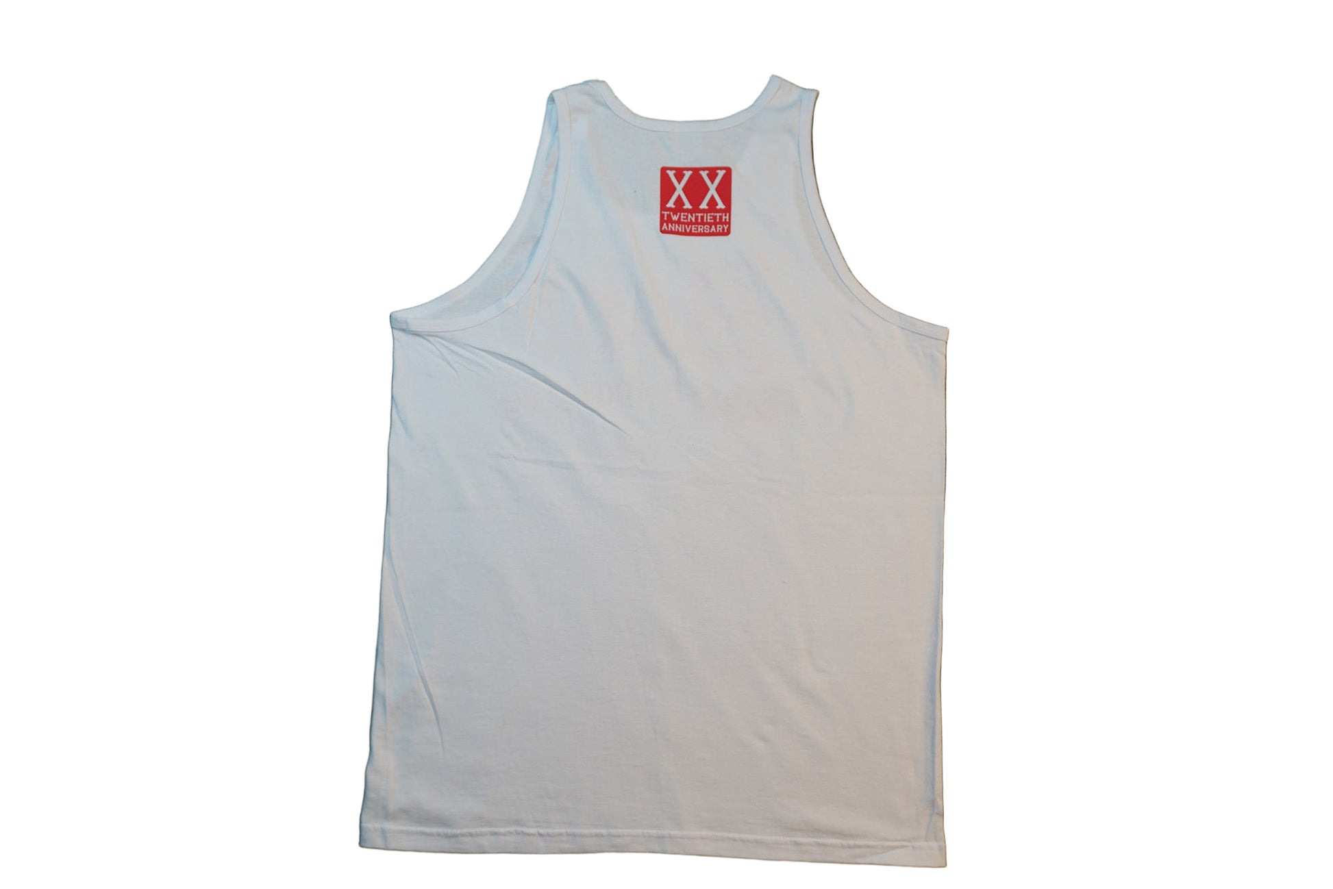 White Classic Tank Top with Red Print