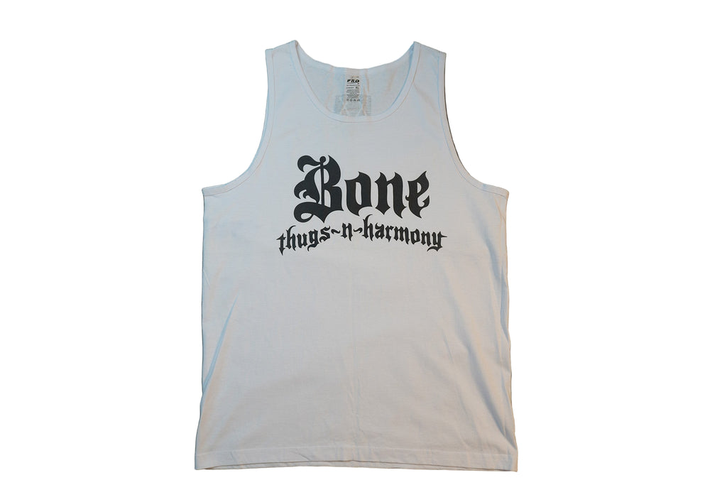 White Classic Tank Top with Black Logo