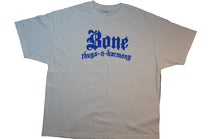 White Classic Tee with blue print
